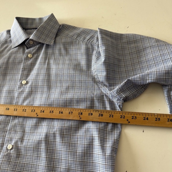 ETON Contemporary Light Blue & Gray Plaid Button Up Dress Shirt Mens 15.5 MEDIUM - Picture 5 of 8